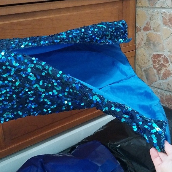 Vintage Blue/Teal Sequin Dress, size 14 - Picture 3 of 5